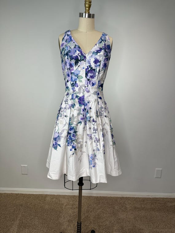 blue floral fit and flare dress Francesca Floral Fit & Flare Midi Dress
