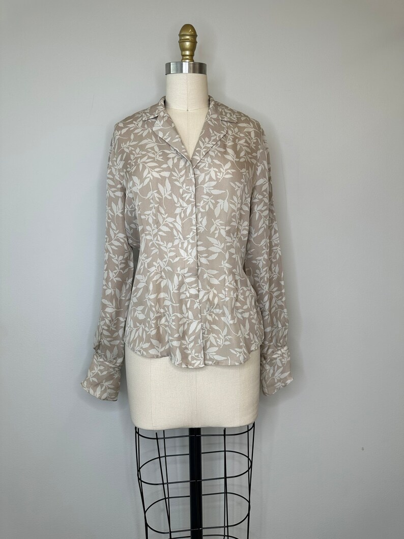 Kasper Silk Taupe and Beige Button Down Blouse image 2