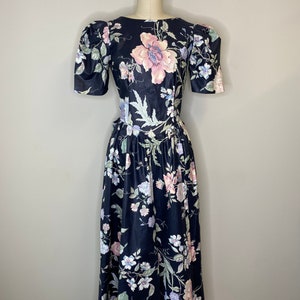 80s Romantic Botanical Bow Dress