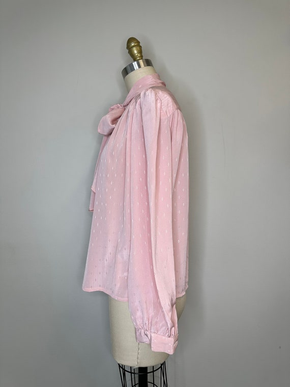 Vintage 80s Pink Pussy Bow Secretary Blouse - image 5