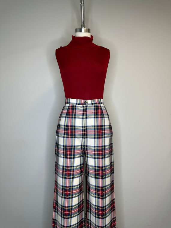 70s Red & Green Plaid Trousers - image 2