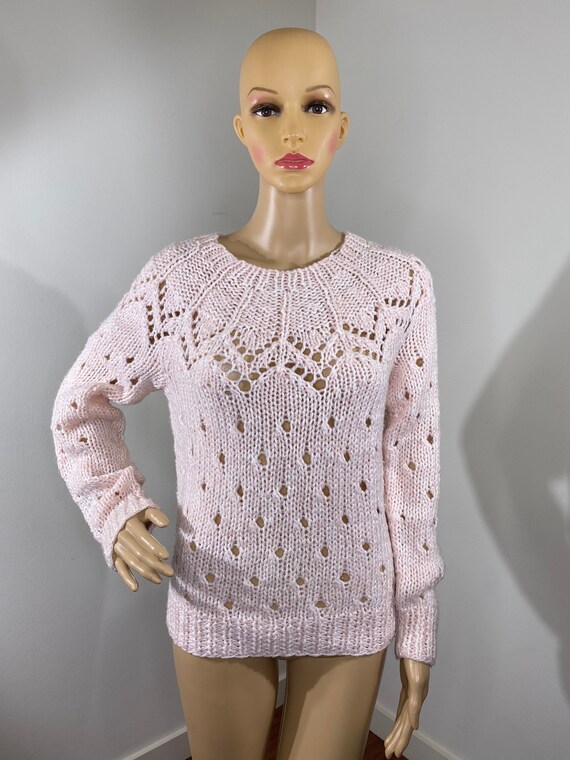 Vintage Light Pink Knit Sweater - image 9