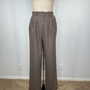 Vintage 90s Brown Textured Pleated Trousers