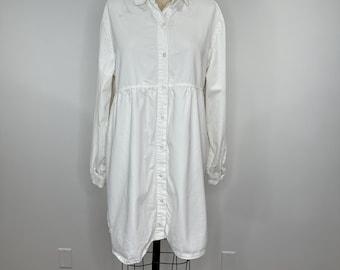 White Cotton Long Sleeve Button Down Blouse