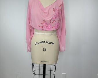 Sheer Pink off the Shoulder Crop Top