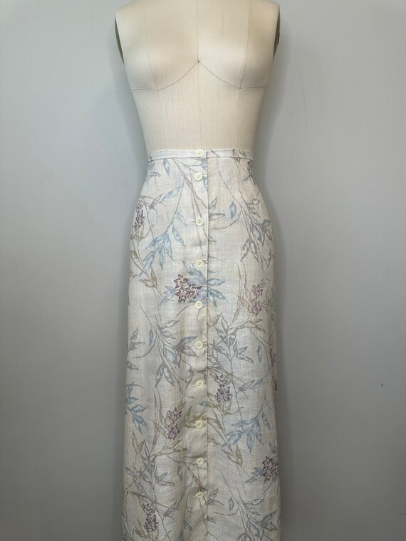 Liz Claiborne Cream Linen Pastel Floral Skirt - image 3