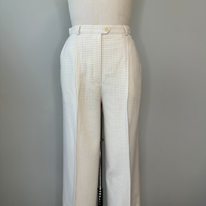 Escada Cream & White Houndstooth Cuff Trousers