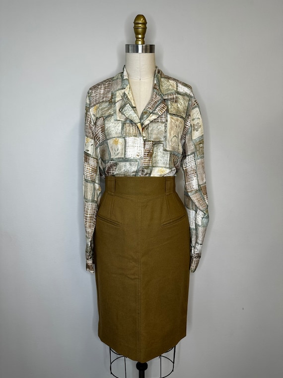 Fern Squared Silk Button Down Blouse - image 2