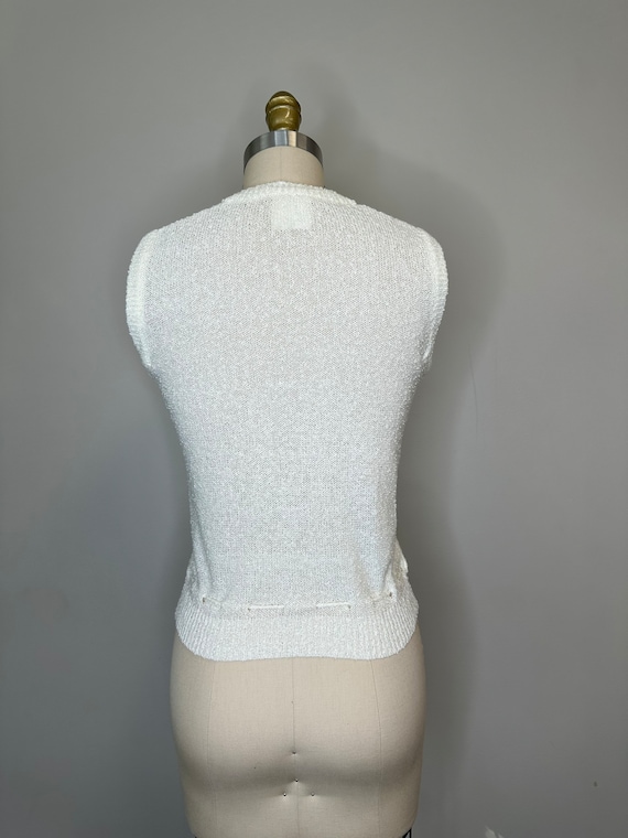 Vintage Cream Deep V-Neck Vest - image 3