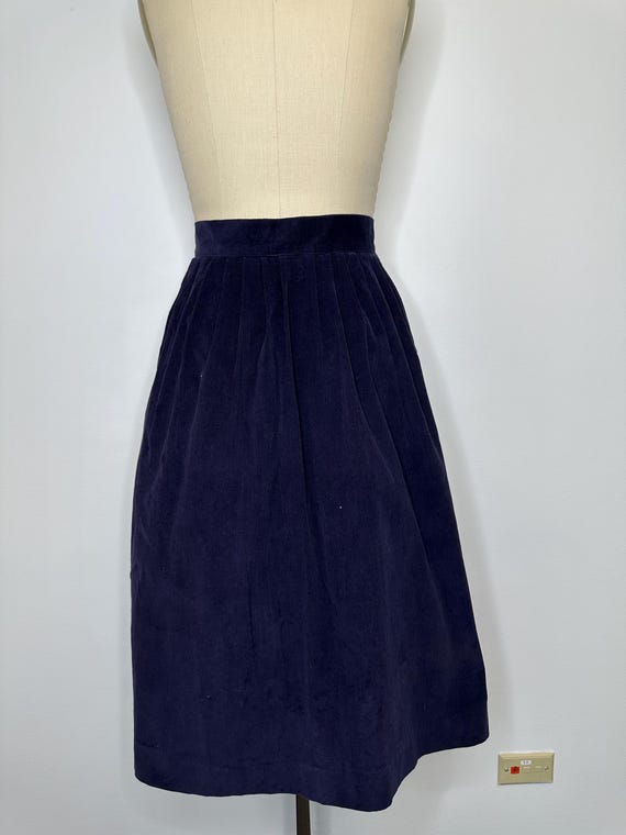 Navy Velour Button Down Round Skirt - image 4