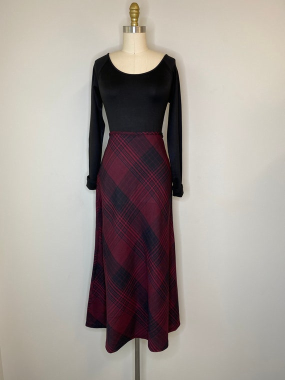 Beet Red & Black Plaid Skirt - image 1