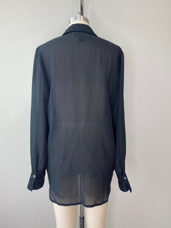 Black Silk Long Sleeve Blouse - image 4
