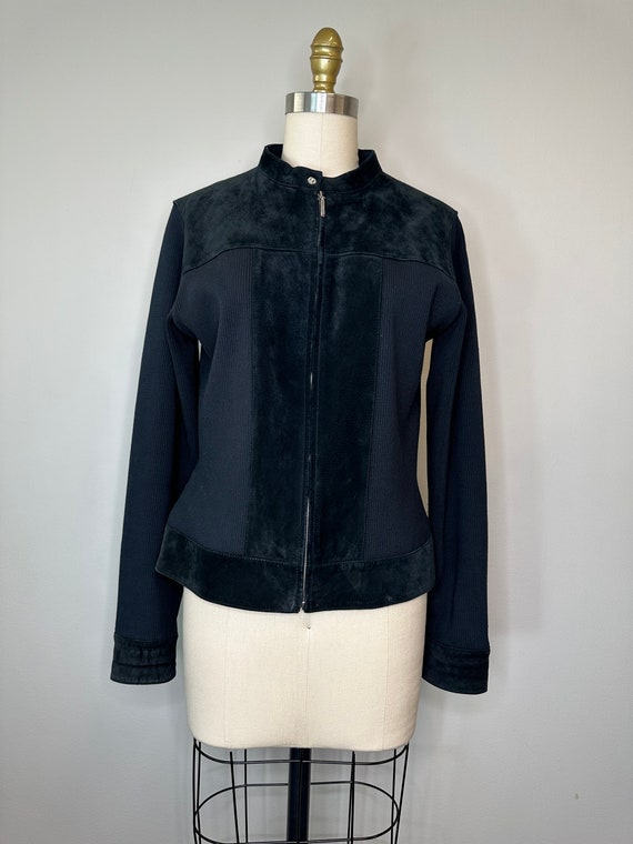 Black ribbed leather jacket sale
