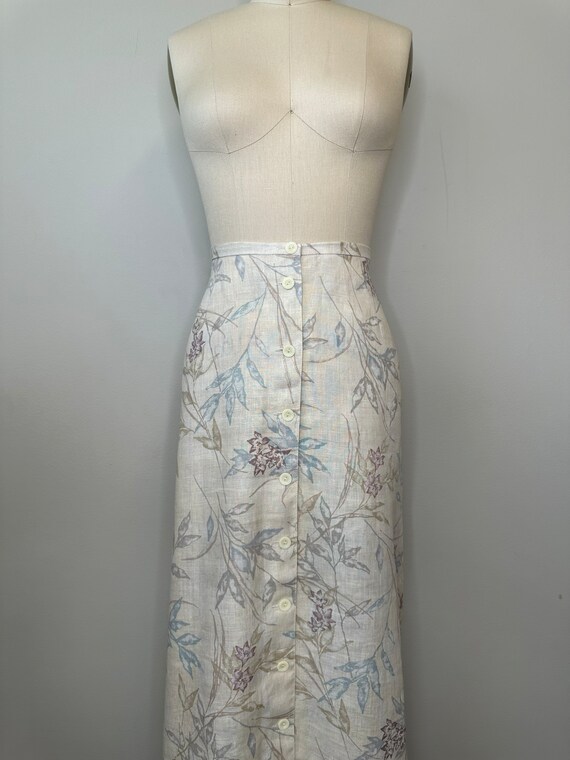 Liz Claiborne Cream Linen Pastel Floral Skirt - image 9