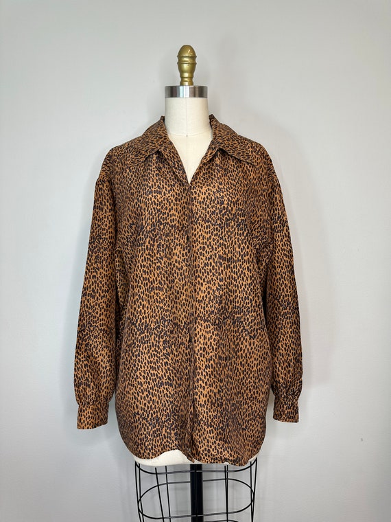 The Limited Leopard Silk Button Down Blouse