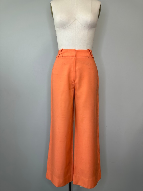 Orange Straight Leg Texture Trousers - image 3