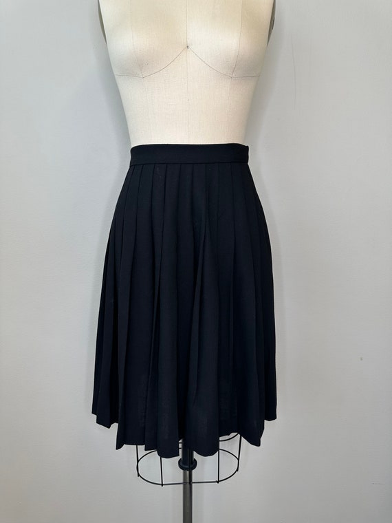 Talbots Black Pleated Black Wool Skirt