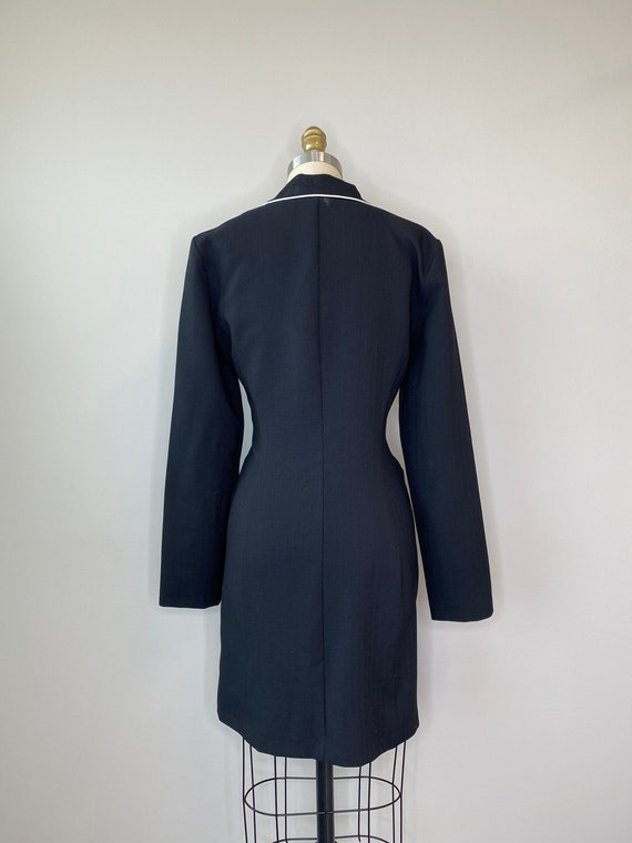 Vintage Blazer Dress with White Trim - image 3