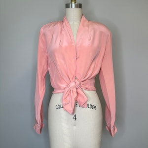 Pink Silk Button Down Blouse