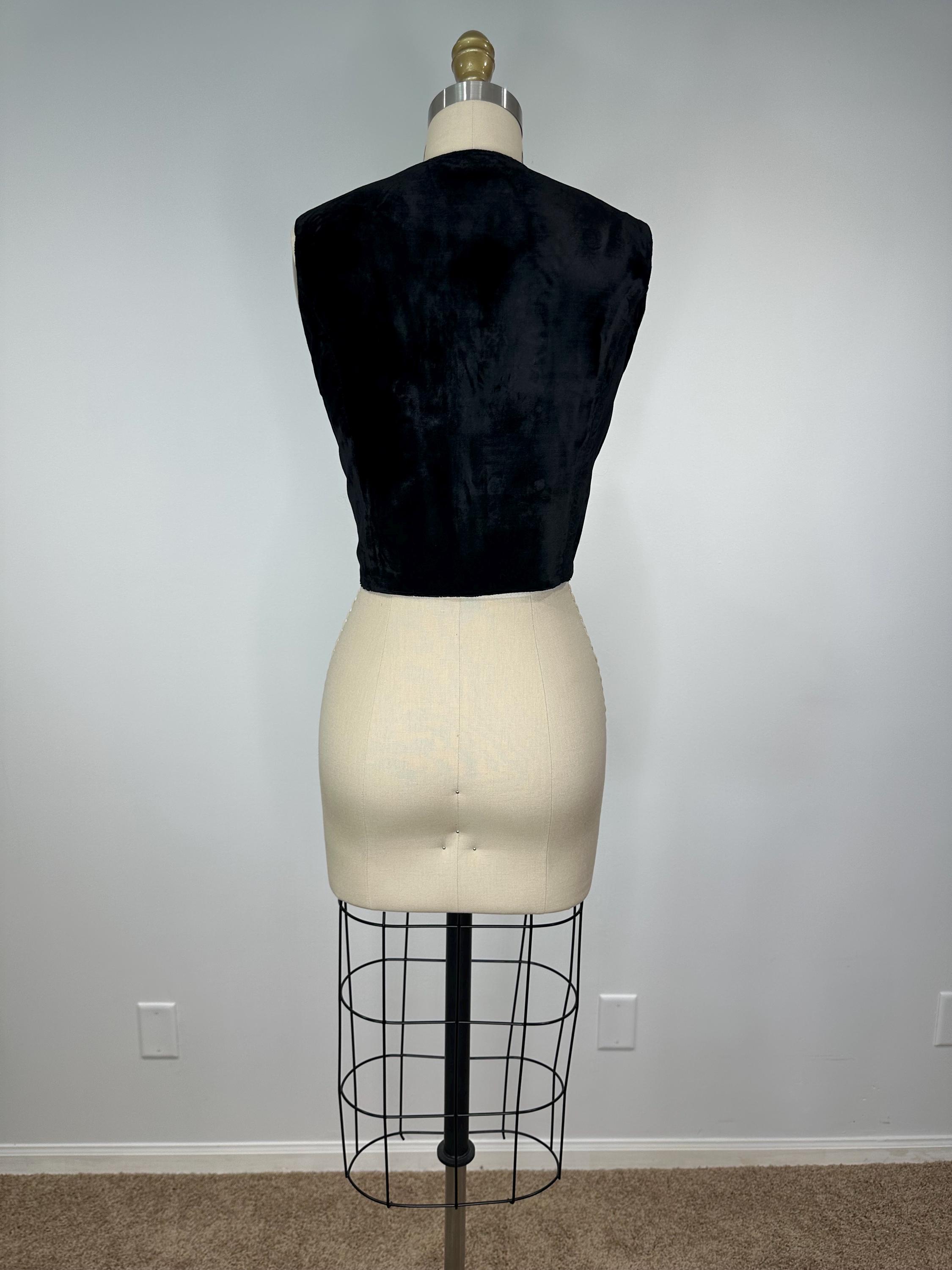 Vintage 90s Velour Black Vest - Etsy