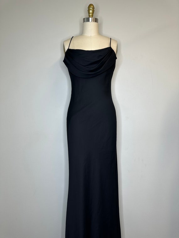 Vintage Long Evening Gown Cowl Neck Dress - image 4