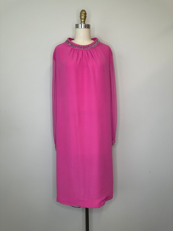 Vintage Rose Violet 70s Dress