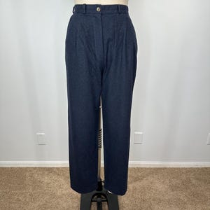 Vintage 90s Pleated Blue Wool Trousers