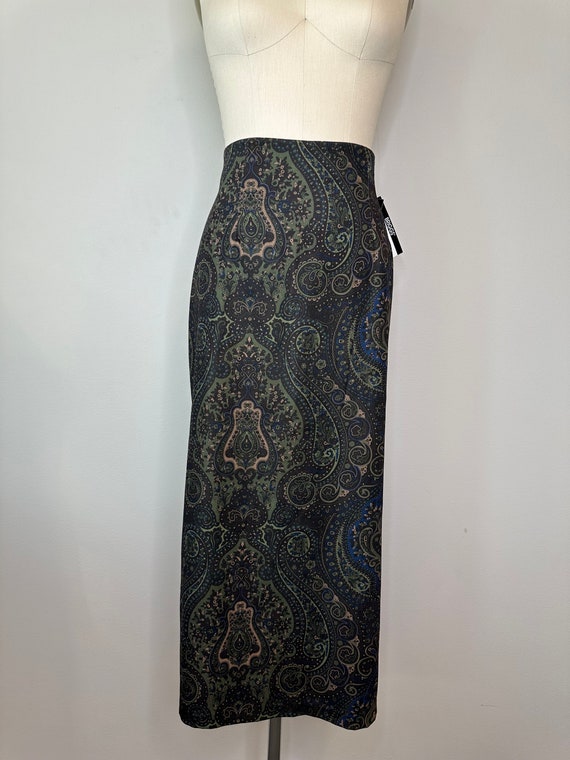 Vera | Two Piece Set Black Blouse Olive Green Midi Skirt