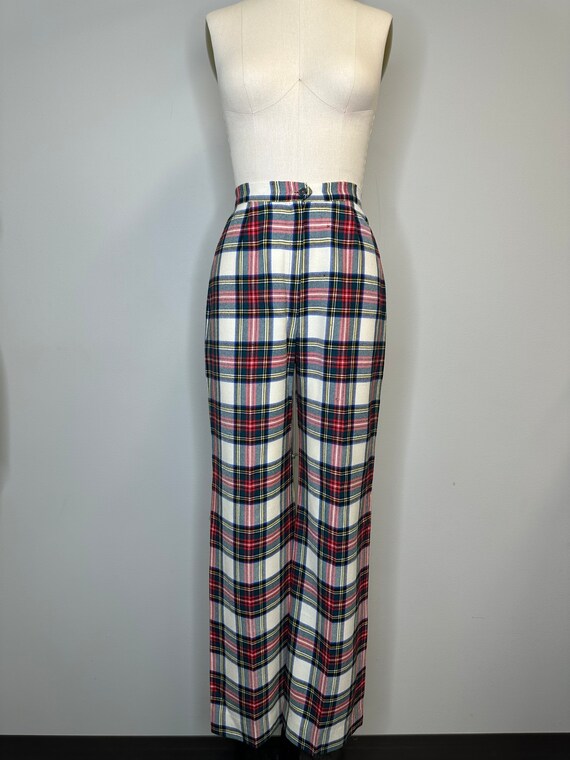 70s Red & Green Plaid Trousers - image 3