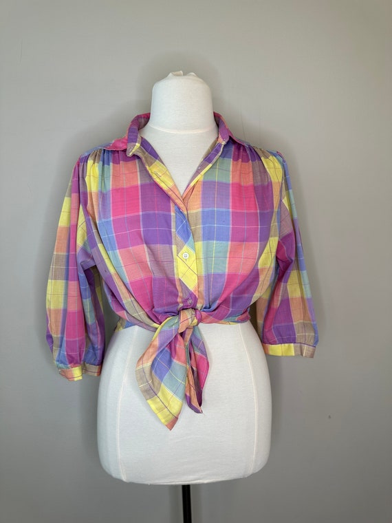 70’s Bright Pastel Balloon Sleeve Blouse