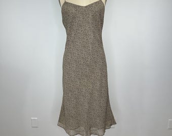 90er Seidenkleid in Braun und Beige