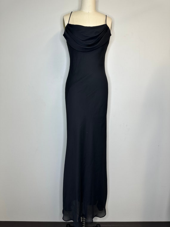 Vintage Long Evening Gown Cowl Neck Dress - image 2