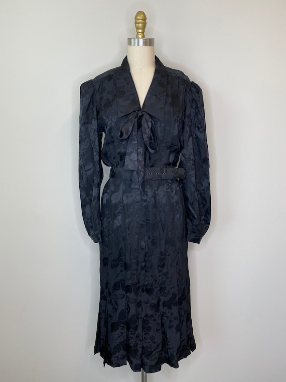 Black Silk Secretary Dress - image 2