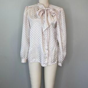 Cream Geometric Pussy Bow Blouse image 6