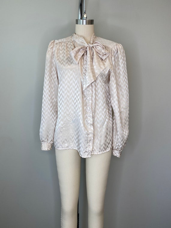 Cream Geometric Pussy Bow Blouse - image 6