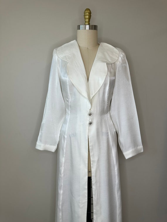 80’s Long White Satin Duster Dress