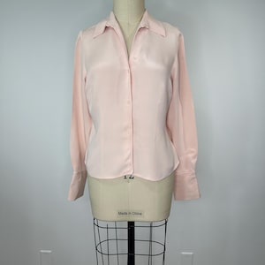 Jones NY Dusty Pink Silk Button Down Blouse