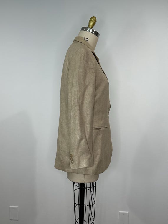 Taupe Single Button Linen Blend Blazer - image 3