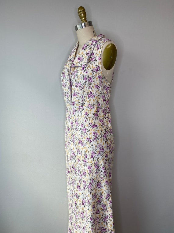 70s botanical garden long sleeveless dress - image 4