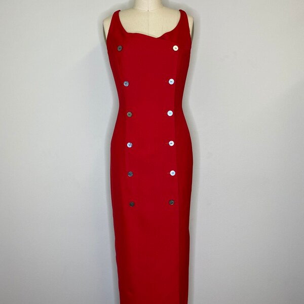 Red Button Down Dress Etsy