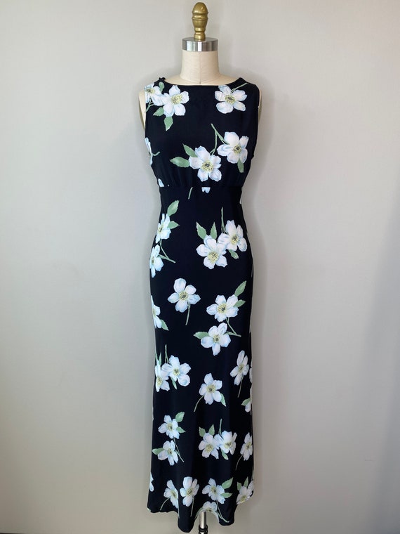 Spring Black Day White Floral Dress