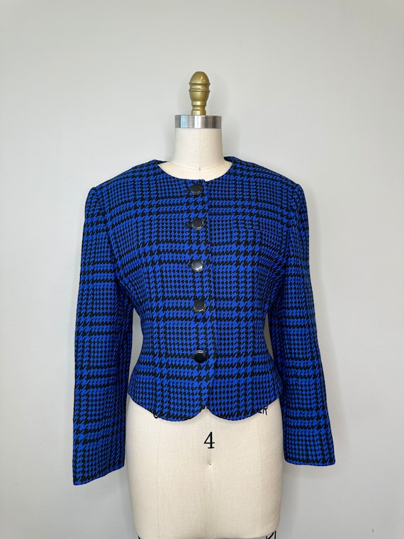 JH Collectibles Petite Blue and Black Houndstooth 