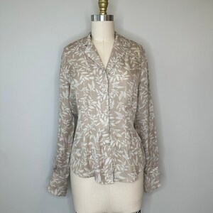 Kasper Silk Taupe and Beige Button Down Blouse image 6