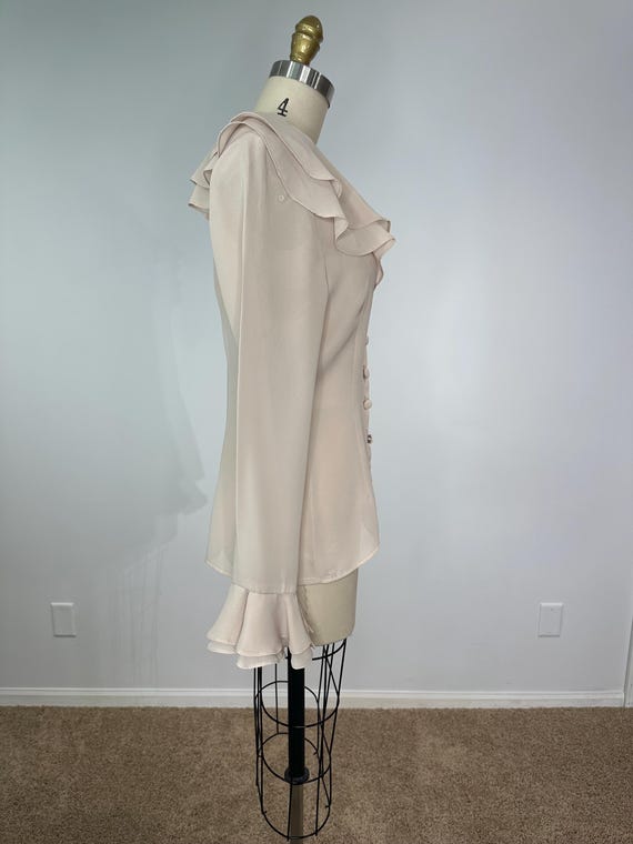 Jacobi Tan Ruffle Button Down Blouse - image 4