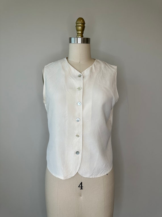 Ann Taylor Cream Button Down Silk Vest - Etsy