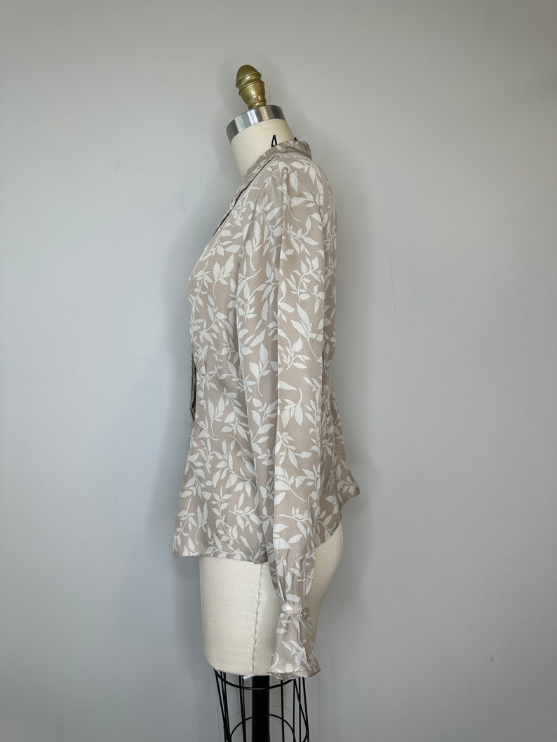 Kasper Silk Taupe and Beige Button Down Blouse image 5
