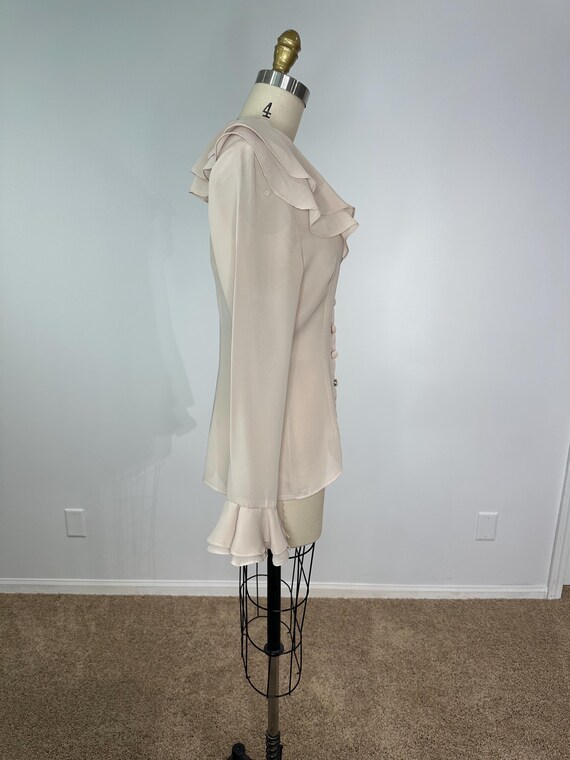 Jacobi Tan Ruffle Button Down Blouse - image 3