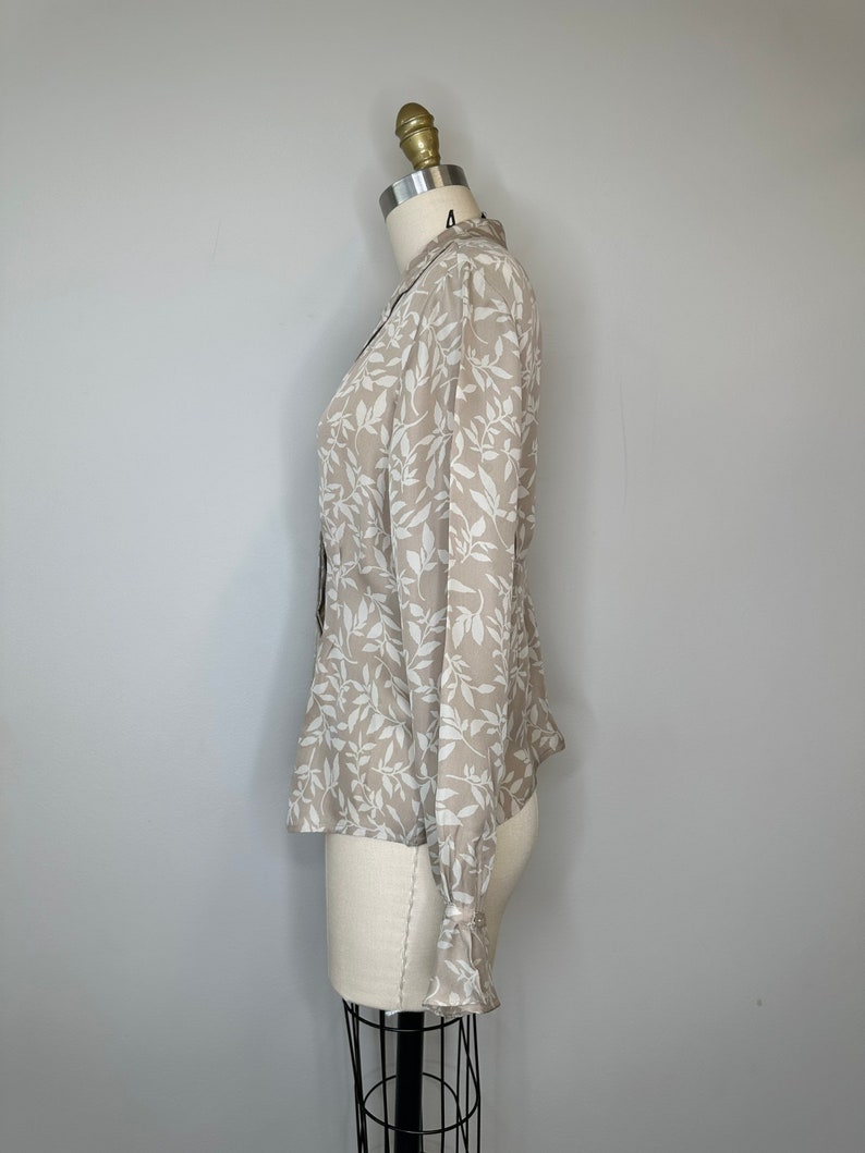 Kasper Silk Taupe and Beige Button Down Blouse image 3