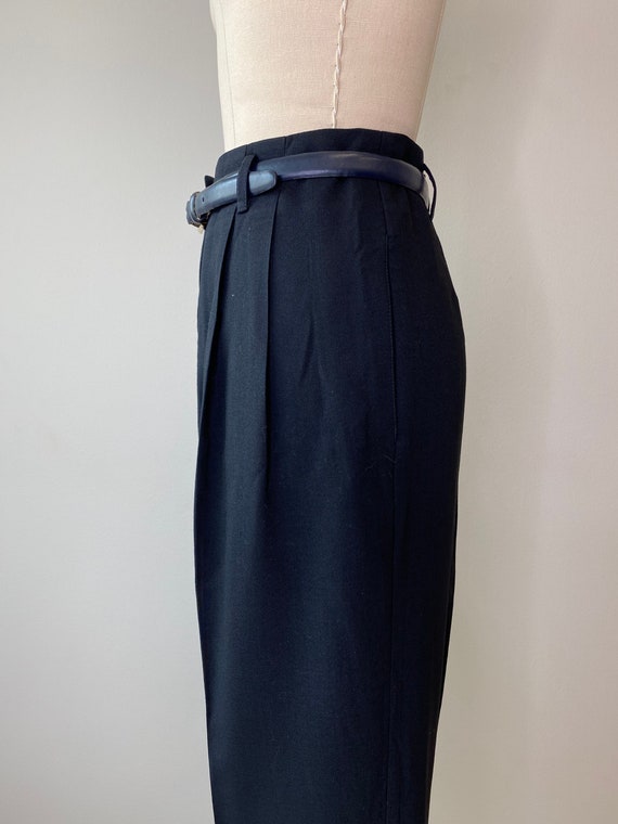 Black Pleated Cuff Wool Pants - image 6