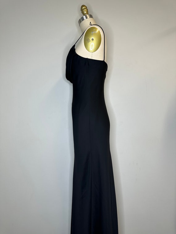 Vintage Long Evening Gown Cowl Neck Dress - image 5